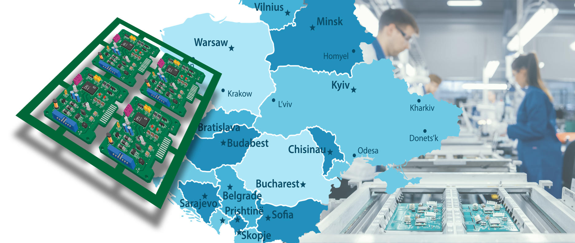 Eastern Europe Manufacturing map 4-Up PCB B