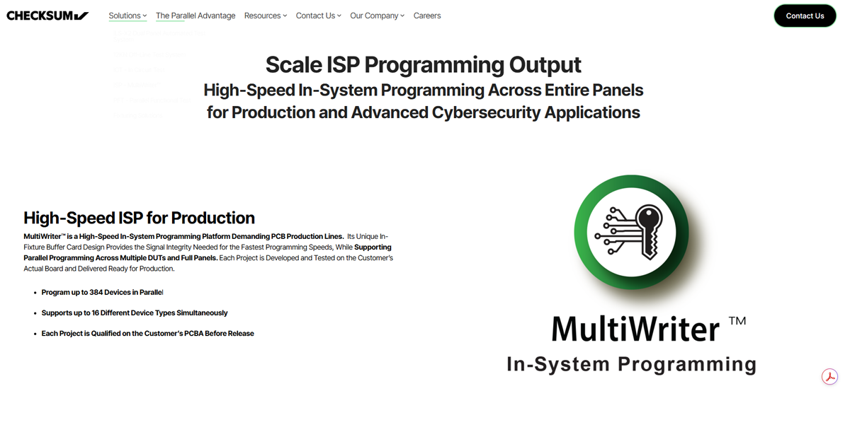 Checksum Multiwriter In-System Programming | MultiWriter High-Speed ISP | CheckSum